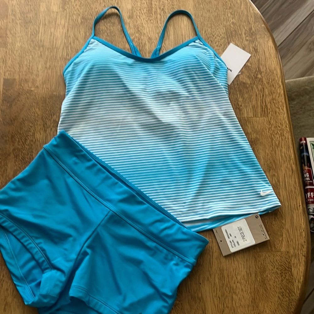 NIKE Tankini Set 2 pcs Aqua Blue Swimsuits size M